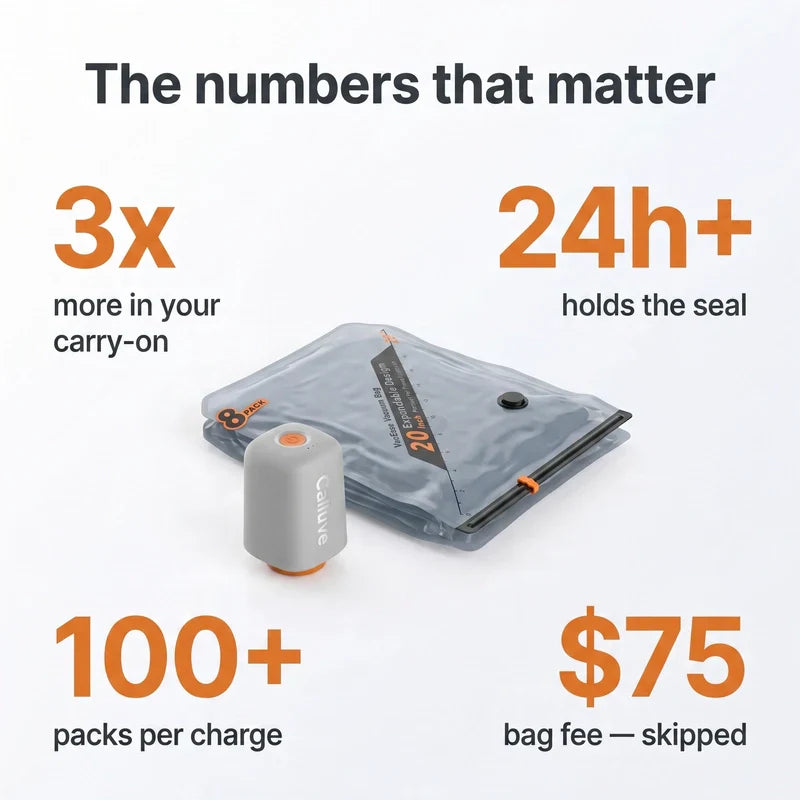 Calluve PacVac | Portable Travel Vacuum Bags