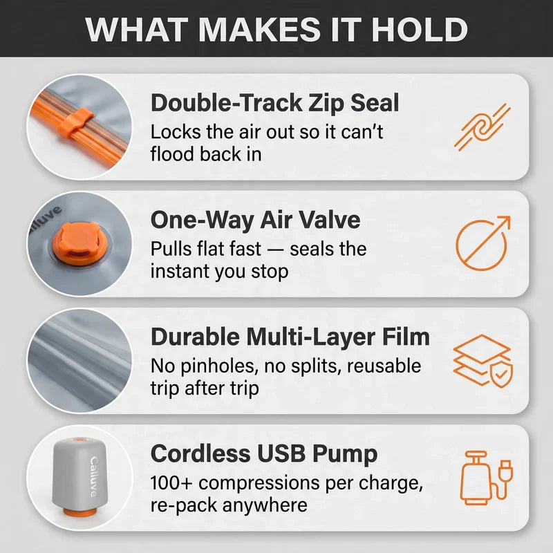 Calluve PacVac | Portable Travel Vacuum Bags